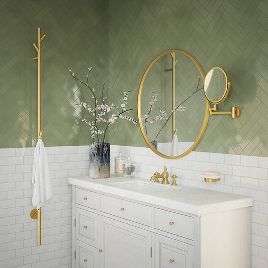 Smedbo Outline Shaving/Make-up Mirror (Brushed Brass) - Brand New Bathrooms