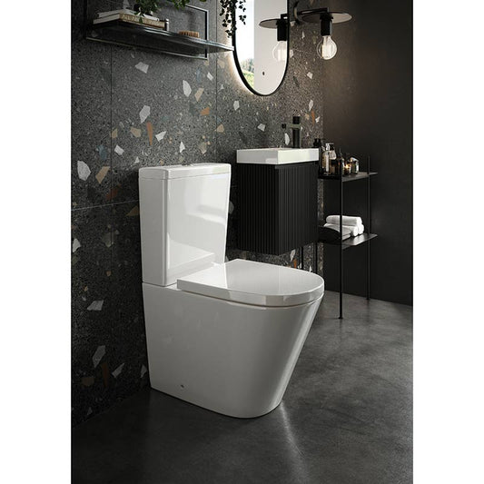 Scudo Linea Rimless Back to Wall Toilet Pan & Seat (White) - Brand New Bathrooms