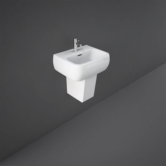 RAK Ceramics Metropolitan Pedestal Basin with 1 Tap Hole (2 sizes, 2 styles, White) BASIN ONLY - Brand New Bathrooms