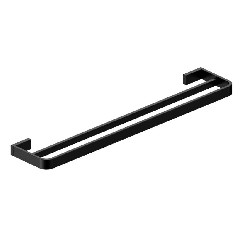 Scudo Mono Double Towel Rail Black - Brand New Bathrooms
