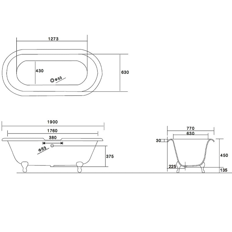 Arroll Moulin Cast Iron Freestanding Clawfoot Bathtub - Brand New Bathrooms