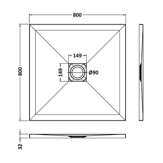 Nuie Square Slimline Shower Tray (2 sizes, White) - Brand New Bathrooms