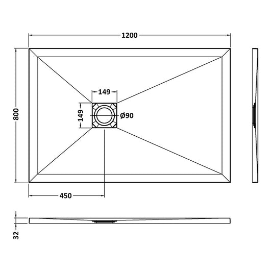 Nuie Rectangular Slimline Shower Tray (8 sizes, Grey) - Brandnew Bathroom