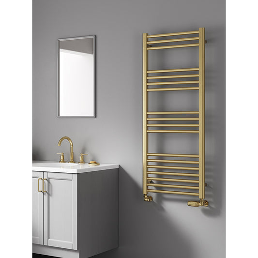 Reina Ottone Towel Radiator (6 sizes, Brushed Brass) - Brand New Bathrooms