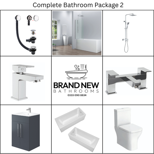 Giavani Bathrooms Complete Bathroom Suite with 1700mm Bath, Chrome Brassware & Vanity Unit (3 colours)