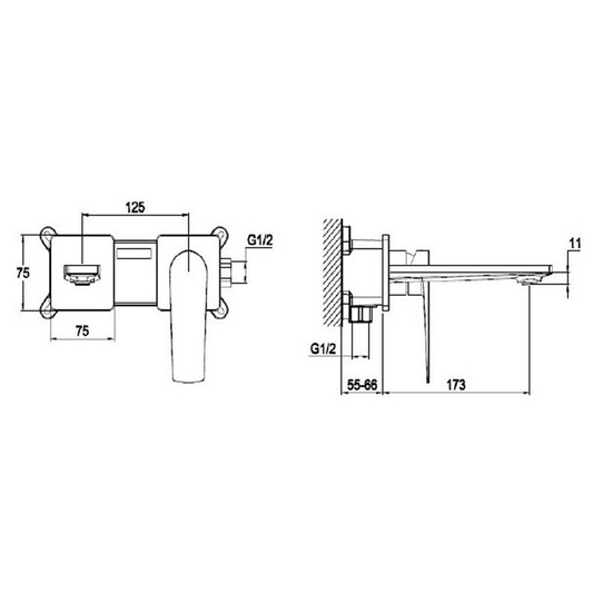 RAK Ceramics Blade 2 Hole Wall Mounted Basin Mixer Tap (1 size, Chrome) - Brand New Bathrooms