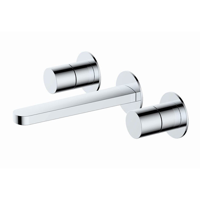 RAK Ceramics Petit Round Wall Mounted 3 Hole Basin Mixer (1 size, chrome) - Brand New Bathrooms