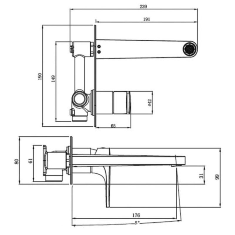 RAK Ceramics Portofino Wall Mounted Basin Mixer with Back Plate (1 size, 4 colours) - Brand New Bathrooms