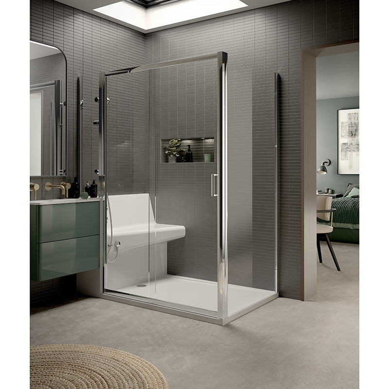 Mantaleda Living Showers Sliding Door Shower Enclosure with Complete Shower Set (1 size, 2 styles, White) - Brand New Bathrooms
