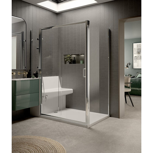 Mantaleda Living Showers Recessed Sliding Door Shower Cubicle & Complete Shower Set (1 size, 2 styles, White) - Brand New Bathrooms