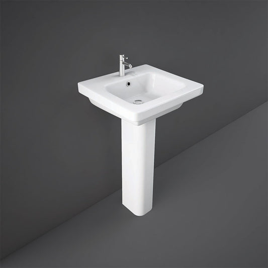 RAK Ceramics Resort Pedestal Basin with 1 Tap Hole (3 sizes, Alpine White) BASIN ONLY - Brand New Bathrooms