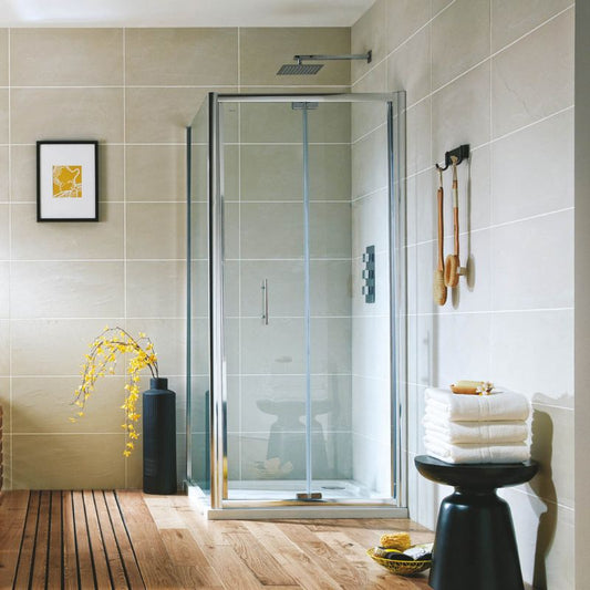 Scudo S6 Semi Frameless Bifold Shower Door (5 Sizes) - Brand New Bathrooms