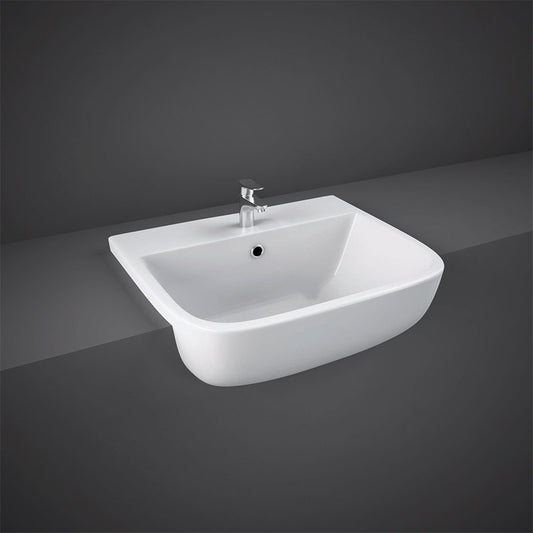 RAK Ceramics Series 600 Semi Recessed Basin (2 sizes, 2 styles, Alpine White) - Brand New Bathrooms