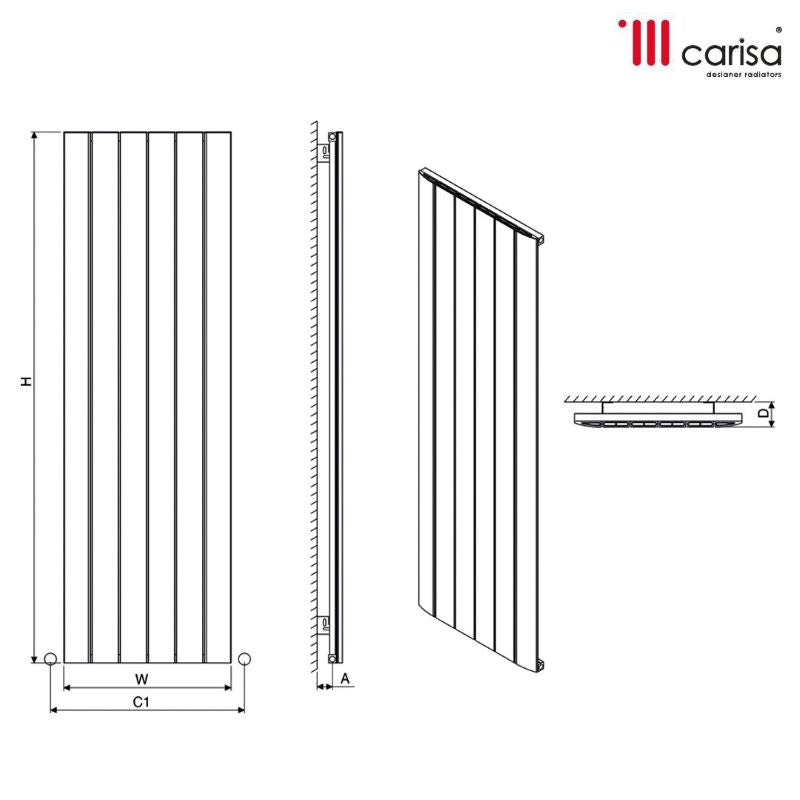 Carisa Slim Aluminium Bespoke Radiator (8 sizes, 2 colours) - Brand New Bathrooms