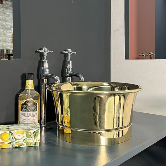 Hurlingham Brass Tub Basin with Roll Top (1 size, Full Brass) - Brand New Bathrooms