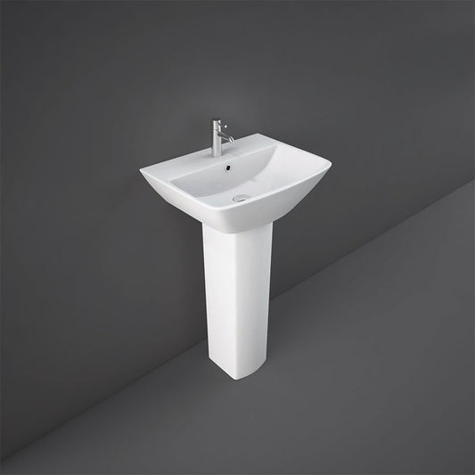 RAK Ceramics Summit Pedestal Basin with 1 Tap Hole (2 sizes, White) - Brand New Bathrooms