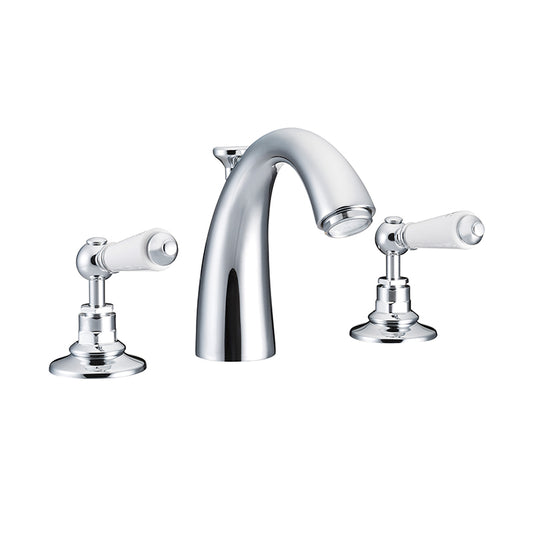 Hurlingham Classical Spout 3 hole Brass Basin Mixer Taps (3 colours) - Brand New Bathrooms