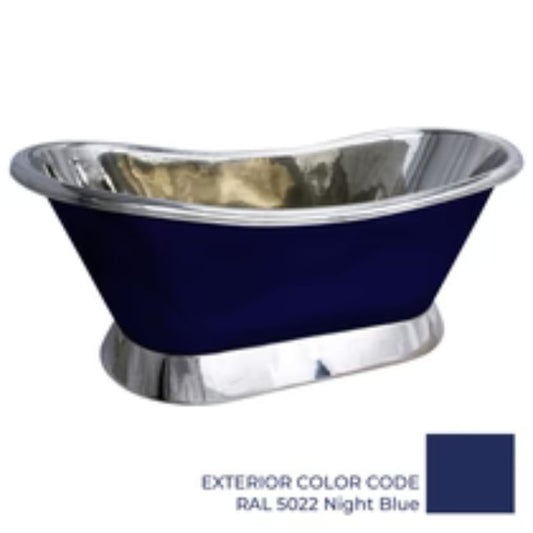 Coppersmith Creations Slanting Base Copper Bathtub (1 size, Nickel Interior, Night Blue Exterior) - Brand New Bathrooms