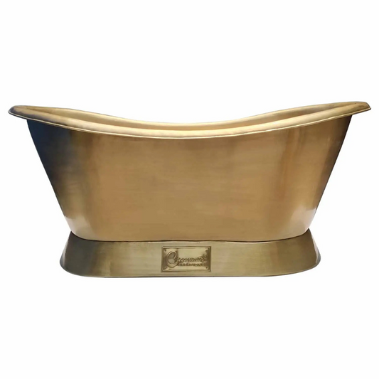 Coppersmith Creations Slanting Base Brass Bathtub (1 size, Full Brushed Brass finish) - Brand New Bathrooms