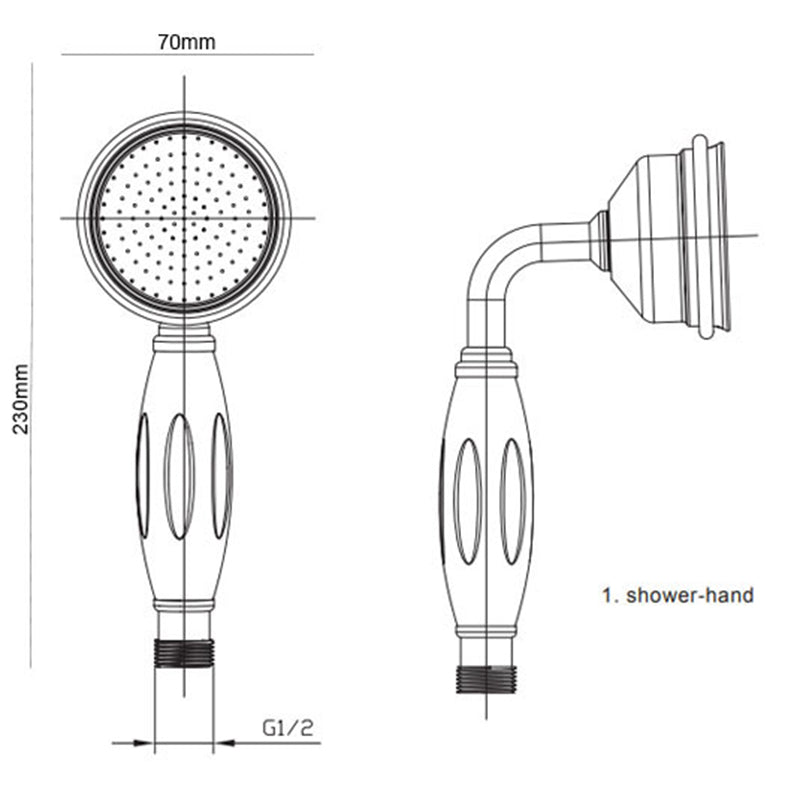Tailored Bathrooms Tenby Traditional Brass Shower Handset (Chrome) - Brand New Bathrooms