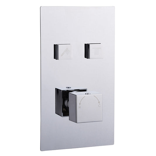 Tailored Bathrooms Thermostatic Concealed 2 Outlet Push Button Shower Valve (2 styles, Chrome) - Brand New Bathrooms