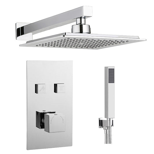 Tailored Bathrooms Twin Push Button Concealed Overhead Shower Kit (2 styles, Chrome) - Brand New Bathrooms