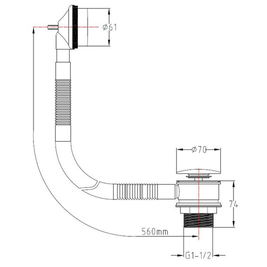 Tailored Bathrooms Round Pop Up Bath Waste & Overflow (1 size, Chrome) - Brand New Bathrooms