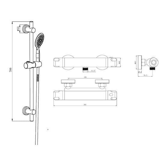 Tailored Bathrooms Bala Low Pressure High-Flow Riser Shower Kit (Chrome) - Brand New Bathrooms