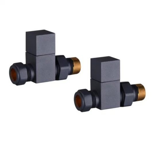 Tailored Bathrooms Cubic Square Radiator Valve (2 styles, Anthracite) - Brand New Bathrooms