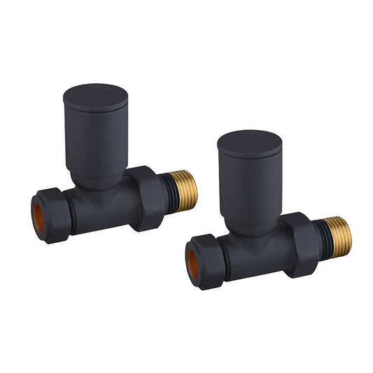 Tailored Bathrooms Modern Round Towel Rail Valves (2 sizes, 2 styles, Anthracite) - Brand New Bathrooms