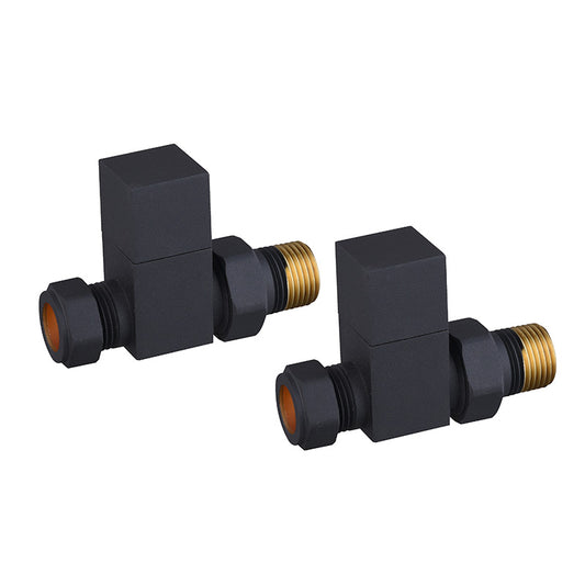 Tailored Bathrooms Cubic Square Radiator Valve (2 styles, Black) - Brand New Bathrooms