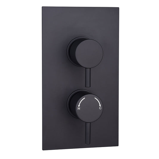 Tailored Bathrooms Concealed 2 Handle 2 Way Thermostatic Shower Valve (2 styles, Black) - Brand New Bathrooms