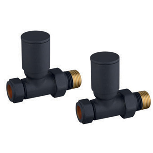 Tailored Bathrooms Modern Round Radiator Valves (2 styles, Black) - Brand New Bathrooms