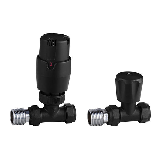 Tailored Bathrooms Thermostatic Controlled Radiator Valve (2 styles, Black) - Brand New Bathrooms