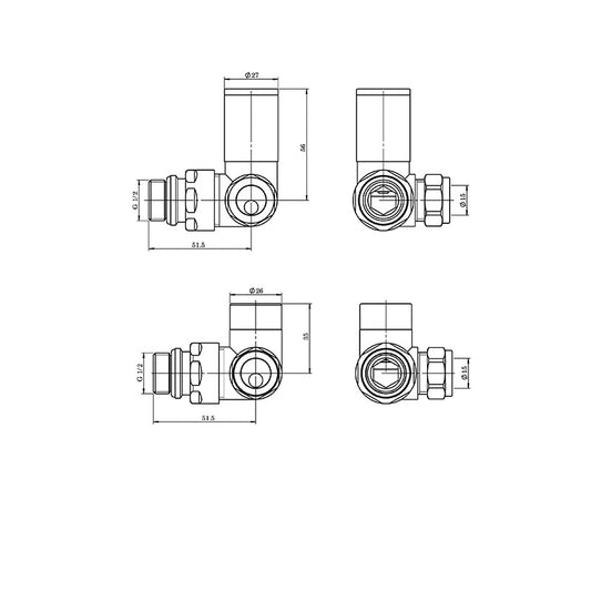 Tailored Bathrooms Corner Towel Rail Radiator Valve (Brushed Brass) - Brand New Bathrooms