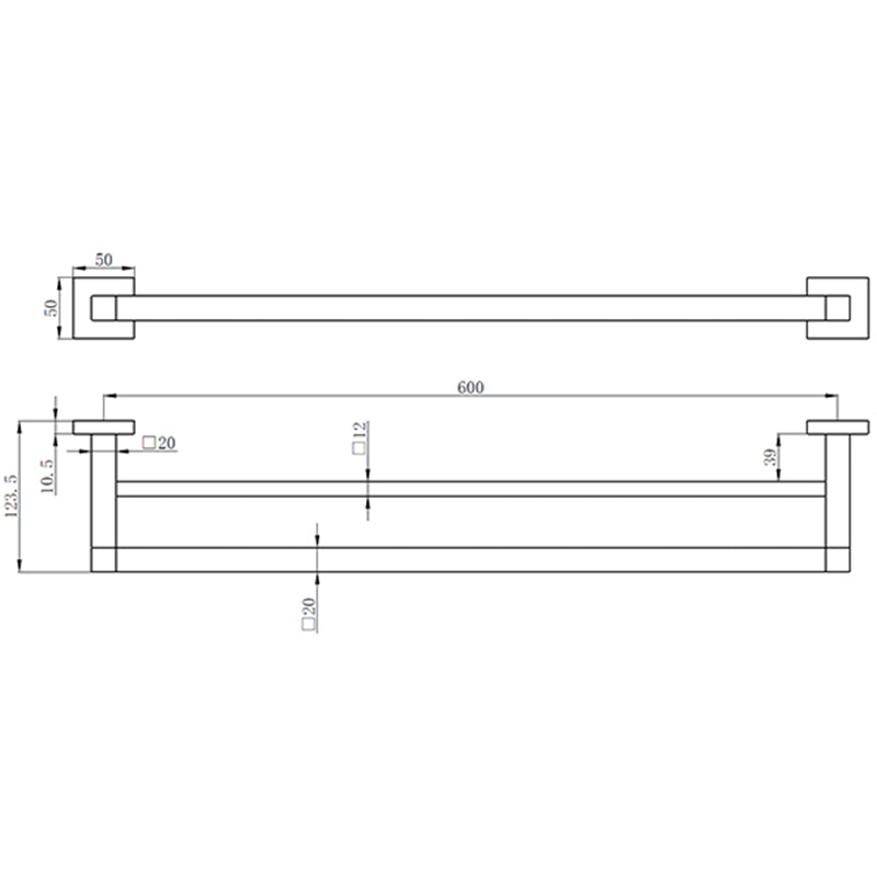 Tailored Bathrooms Sydney Square Double Towel Rail (1 size, 3 colours) - Brand New Bathrooms