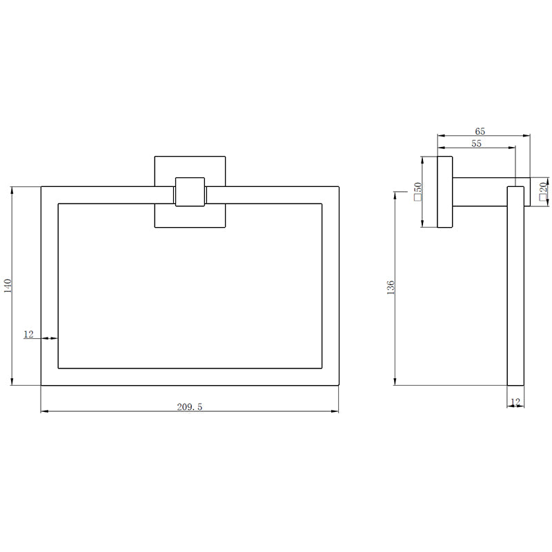 Tailored Bathrooms Sydney Square Towel Ring (1 size, 3 colours) - Brand New Bathrooms