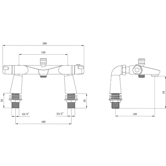 Tailored Bathrooms Low Pressure High Flow Thermostatic Bath Filler w/ Bath Legs (Chrome) - Brand New Bathrooms