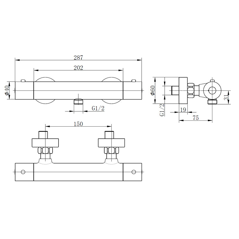 Tailored Bathrooms Round Exposed Thermostatic Bar Valve w. Easy Fit Kit (Brushed Brass) - Brand New Bathrooms