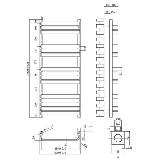 Tailored Bathrooms Auckland Towel Warmer (1 size, Brushed Brass) - Brand New Bathrooms