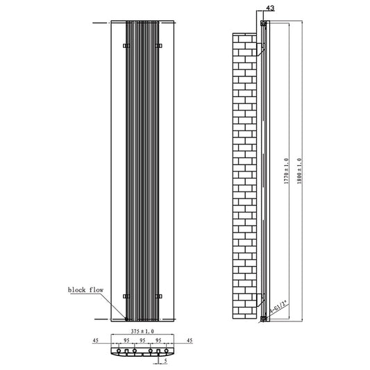 Tailored Bathrooms Taupo Vertical Aluminium Radiator (1 size, Anthracite) - Brand New Bathrooms