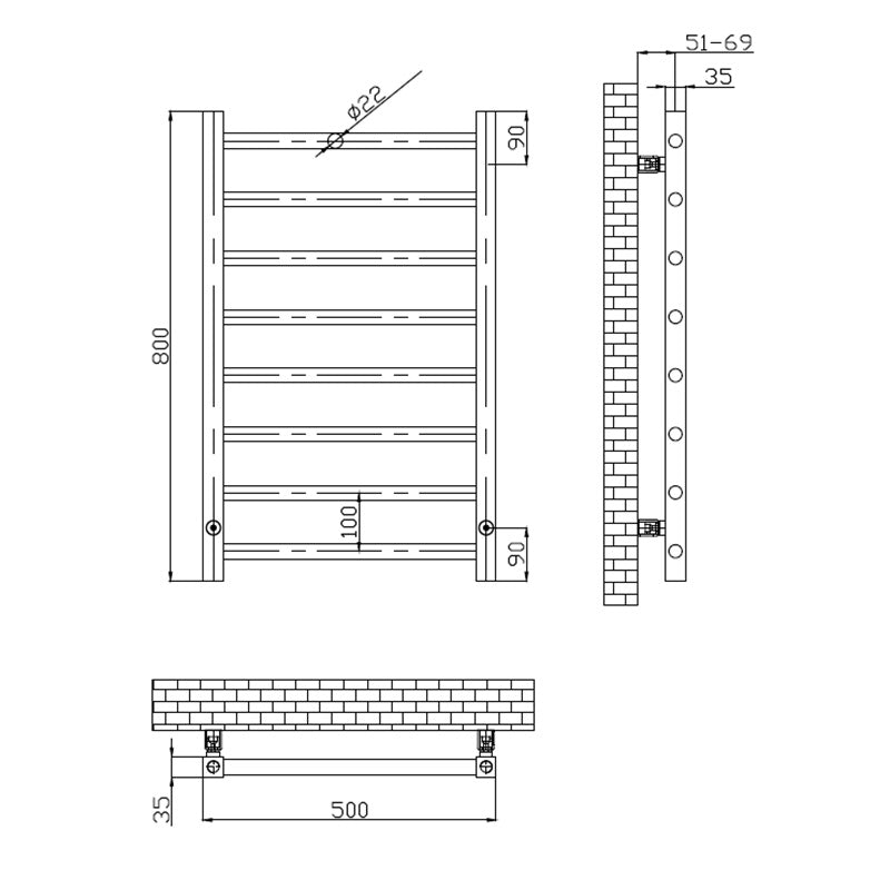 Tailored Bathrooms Sanson Ladder Towel Rail (2 sizes, Brushed Brass) - Brand New Bathrooms
