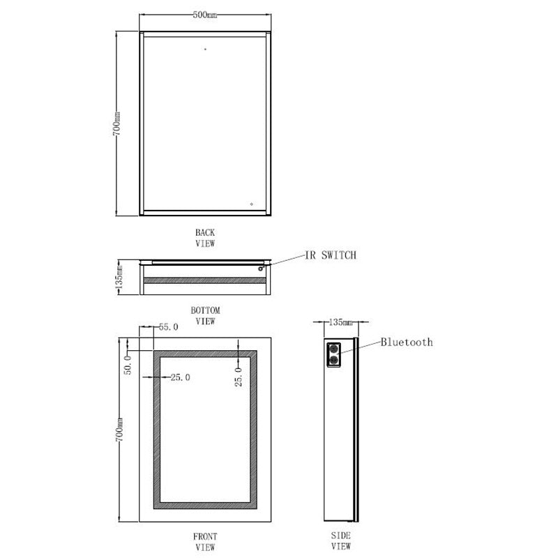 Tailored Bathrooms Jemima Single Door LED Mirror Cabinet w. Bluetooth & Shaver Socket (1 size) - Brand New Bathrooms
