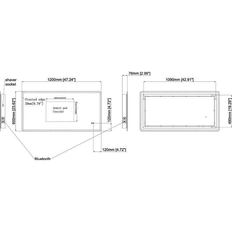 Tailored Bathrooms Molly LED Touch Mirror w. Demist, Bluetooth & Shaver Point (1 size) - Brand New Bathrooms