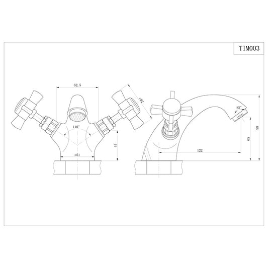 Tailored Bathrooms Tenby Cross Traditional Cross Basin Mixer including Waste (1 size, Chrome) - Brand New Bathrooms
