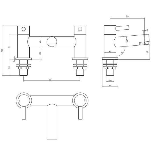 Tailored Bathrooms Harlech Bath Filler (Chrome) - Brand New Bathrooms