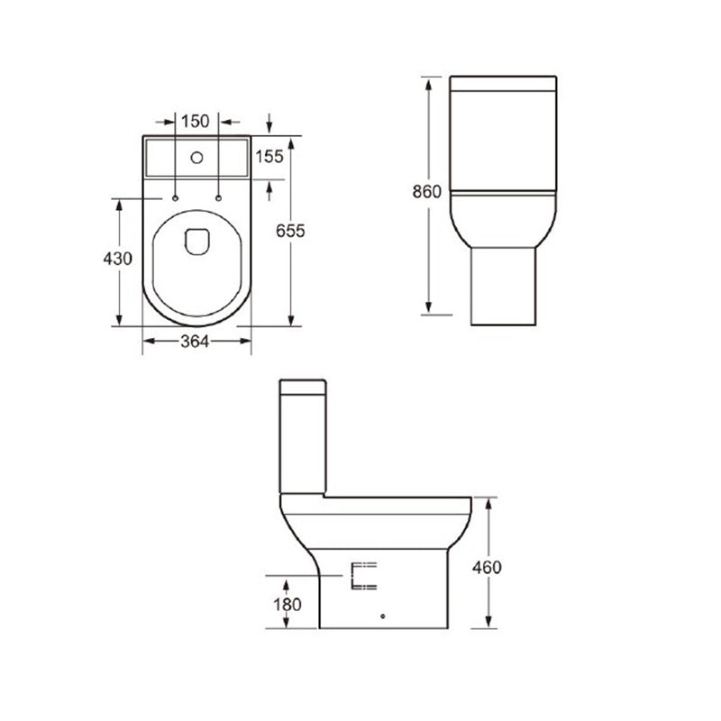 Tailored Bathrooms Florence Comfort Height D Shape, DP-UF Soft Close Seat, Toilet Cistern & Fittings (1 size, White) - Brand New Bathrooms