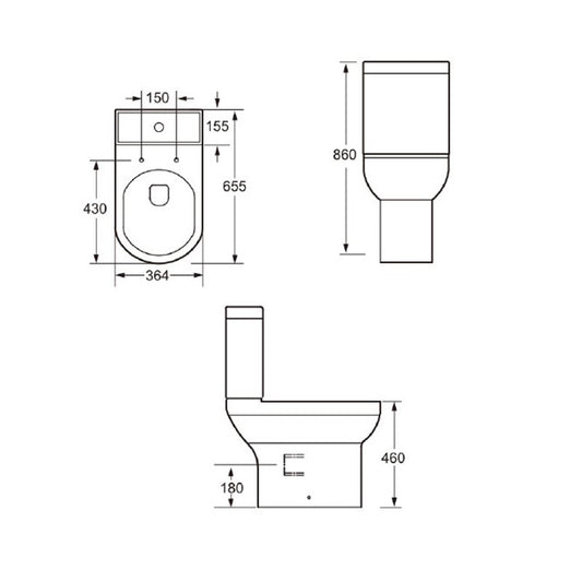 Tailored Bathrooms Florence Comfort Height D Shape, DP-UF Soft Close Seat, Toilet Cistern & Fittings (1 size, White) - Brand New Bathrooms