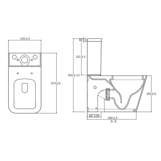 Tailored Bathrooms Milan Rimless Close Coupled Square Closed Back Toilet Pan, Cistern, Seat & Fixings (1 size, White) - Brand New Bathrooms