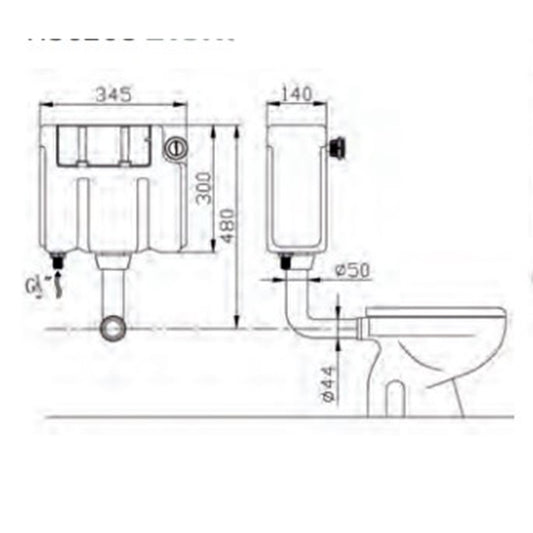 Tailored Bathrooms Plumb Essentials Concealed Toilet Cistern (Chrome Push Button) - Brand New Bathrooms